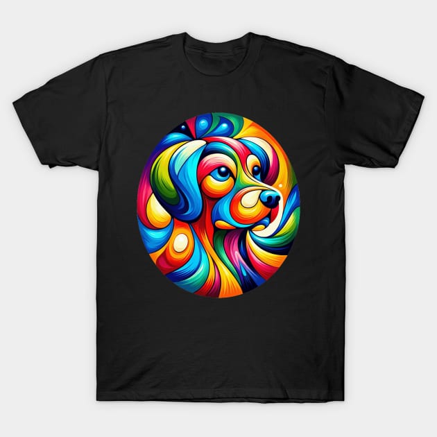 Vibrant Abstract Canine Art T-Shirt by BLKPHNX DESIGNS